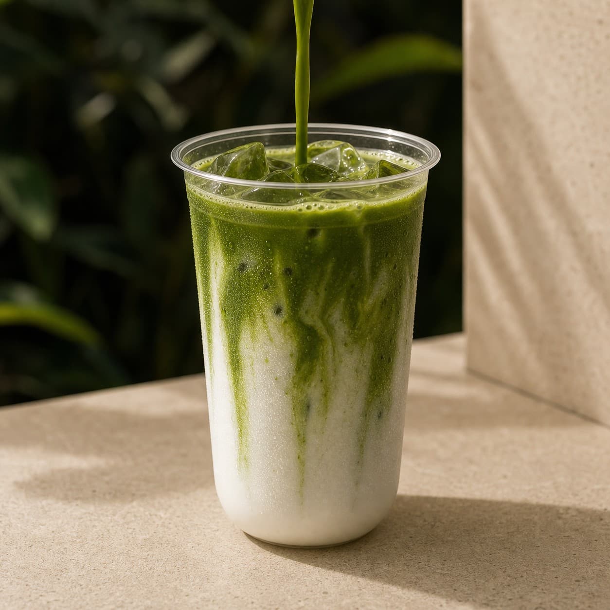 Matcha being poured over ice at Oh! Cha