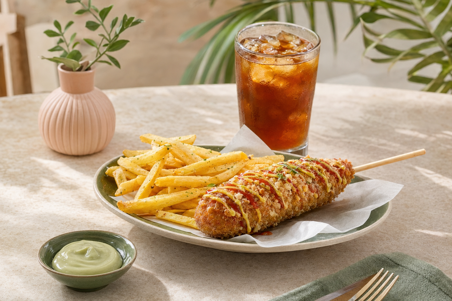 Korean Corn Dog Combo at Oh! Cha